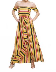 Полосатое платье макси с рюшами в стиле тюльпан в цвете солнечный луч Umgee, Sunray