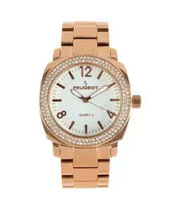 Женские часы-браслет Boyfriend с кристаллами на безеле, 40 мм, розовое золото Peugeot, золотой