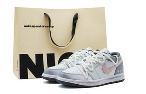 Jordan Баскетбольные кроссовки Air 1 Cushioning Low Top Vintage унисекс серо-розовые