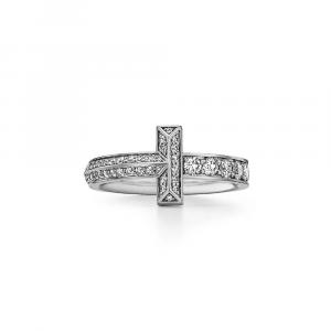 Кольцо Tiffany & Co. TI Narrow, белое золото с бриллиантами