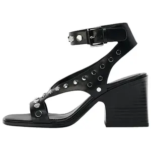 ZARA Сандалии женские с одним ремешком, черные