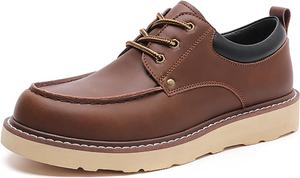 Мужские повседневные туфли из кожи на шнуровке, лоферы для ходьбы, дышащие ручной работы, кроссовки для деловой, офисной и рабочей носки Canopycasa, коричневый
