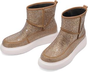 Женские зимние сапоги TDD с кристаллами и стразами, блестящие, черные, с широким голенищем, теплые короткие мини-сапожки, модные, удобные повседневные обувь для холодной погоды