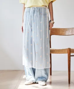 Юбка-обертка из тюля с цветочным мотивом Coen, цвет Off White