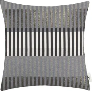 TOM TAILOR HOME декоративная подушка "Glamour Stripe", с нитями с эффектом металлик, чехол без наполнителя, 1 штука 50х50 см, черный/серебристый/антрацит