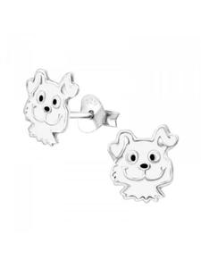 Alexander York Детские серьги-гвоздики с изображением собачки из серебра 925 пробы, комплект из 2 штук