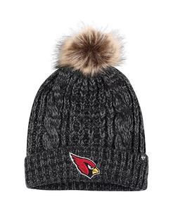 Черная женская вязаная шапка с манжетами и помпоном Meeko Arizona Cardinals Logo '47 Brand, черный