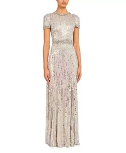Платье макси Celeste Jenny Packham, серебряный
