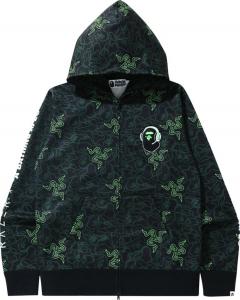 Худи BAPE x Razer Neon Camo Full Zip Hoodie 'Green', зеленый