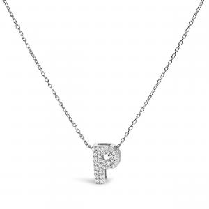 Ожерелье с подвеской "AZ" в форме пузыря из 10-каратного золота с бриллиантами Haus Of Brilliance, White | P