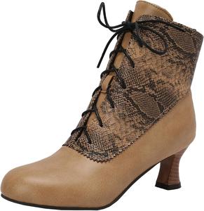 Женские ботинки на шнуровке с круглым носком и молнией на щиколотке XIEPP, Yellow