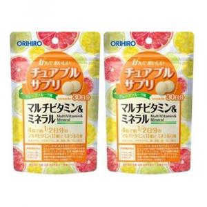 Добавка Orihiro Chewable Supplement, Multivitamin & Mineral, 2 предмета, 120х2 таблеток