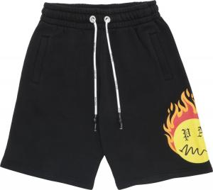 Спортивные шорты Palm Angels Burning Head Sweatshorts 'Black/Yellow', черный