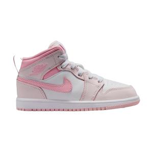 Кроссовки Nike Jordan 1 Mid Pearl розовый / Med Soft розовый - White DQ8424-600 для дошкольников Nike, розовый
