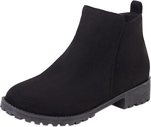 Женские ботильоны LYYSKY с эластичной посадкой на щиколотке, 3,5 см массивный низкий каблук, модные короткие ботинки на платформе, Black(002)