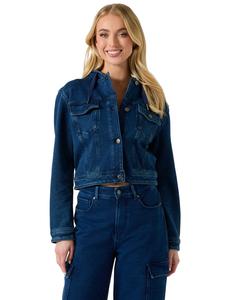 Джинсовая укороченная куртка с капюшоном Angela Guess Factory, dark wash