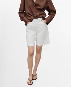 Женские джинсовые шорты с рваным краем MANGO, White