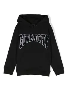 Худи с кулиской и нашивкой-логотипом Givenchy Kids, черный