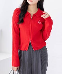 Вышитый трикотажный топ с двойной застежкой-молнией и длинными рукавами <<Новинка>>