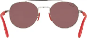Солнцезащитные очки Ray-Ban унисекс для взрослых RB3696M Scuderia Ferrari Collection Round, Silver/Polarized Purple Mirrored Silver