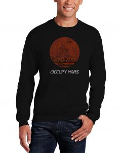 Мужская толстовка с круглым вырезом occupy mars word art LA Pop Art, черный