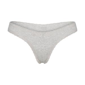 Трусы-тонг Skims Lightweight Cotton Pointelle Lace, светло-серый вереск