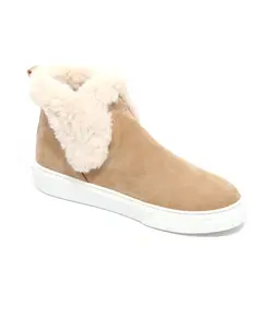 Замшевые зимние сапоги без шнурков Hogan, бежевый