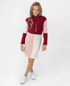 Платье с длинными рукавами для девочек постарше с ожерельем Rare Editions, фиолетовый