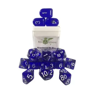 Многогранные игральные кости — полупрозрачные темно-синие с белым и Arch'd4 (15), Game Dice - Translucent (Role 4 Initiative)