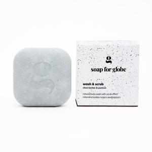 Soap for Globe Wash&Scrub шампунь для умывания и пилинга с маслом ши и вулканической породой, 100 г