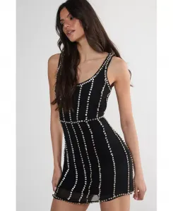 Женское мини-платье с круглым вырезом и вставками Nasty Gal, черный