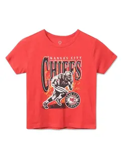 Футболка унисекс с символикой команды Kansas City Chiefs для бега по пересеченной местности - для маленьких и больших детей. Junk Food Clothing, черный