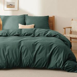 Комплект постельного белья Bedsure, 3 предмета, 220х240/80x80 см, темно-зеленый