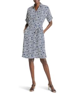 Платье NIC+ZOE Petite Etched Angles Belted Devon Dress, индиго мульти