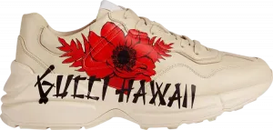 Кроссовки Gucci Wmns Rhyton Hawaii Poppy Print, бежевый