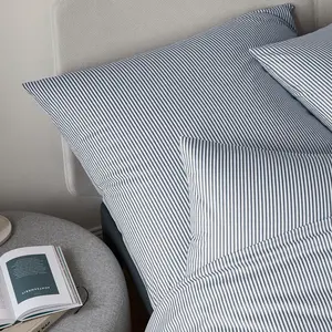 Элегантный комплект постельного белья из трикотажа Мако Sister Stripe, цвет синий, размер 155х220+80х80 Elegante