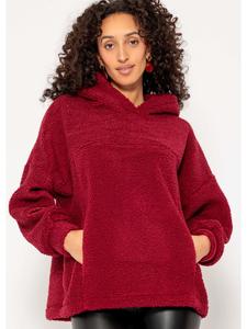 Пуловер SASSYCLASSY Oversize Teddy Pullover mit Kapuze, цвет Weinrot