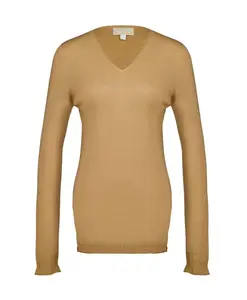 Кашемировый свитер с V-образным вырезом 120% Lino, коричневый