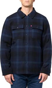 Мужская клетчатая куртка-рубашка Levi's с капюшоном и подкладкой из шерпы (стандартные размеры, большие и высокие), New Navy Ombre Plaid