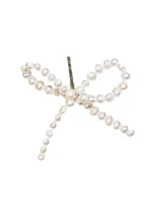 Серьга-гвоздик в форме банта, украшенная жемчугом Saskia Diez, серебряный