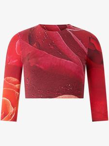 Футболка с принтом розы Roberto Cavalli, красный