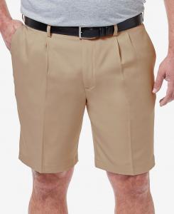 Мужские шорты big & tall cool 18 pro® classic-fit stretch со складками 9,5 дюйма Haggar, хаки