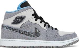 Кроссовки Air Jordan 1 Mid Crater Grey University Blue, серый