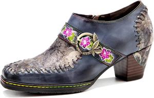 Женские кожаные туфли Мэри Джейн, летние яркие многоцветные с блок-кубиком на каблуке, винтажные туфли Мэри Джейн на массивном каблуке, ботильоны, удобные, с антискользящей подошвой, для свадьбы или вечеринки NUHEEL, Blue