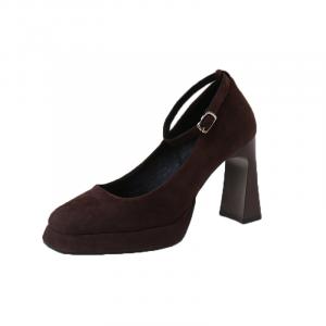 CZRSK Блок каблук высокие каблуки 9 см женские кофе, цвет Coffee