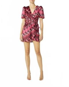 Амина плиссированное драпированное атласное мини платье-раппорт в цвете фуксия Misa Los Angeles
