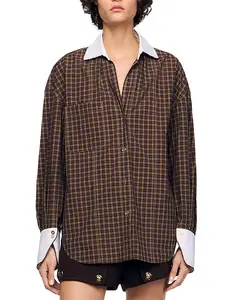 Рубашка Valea в двухцветную клетку Sandro, красный