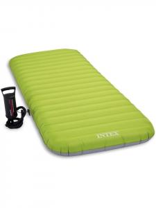 Intex Надувной матрас Roll n Go (76x191x13 см) с ручным насосом, зеленого цвета