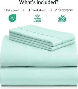 Комплект постельного белья LuxClub, 4 предмета, 274х260/183х213/51х91 см, аквамариновый