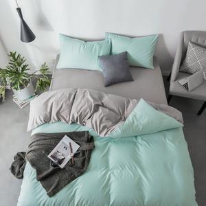 LUOLAI HOME Комплект постельного белья, 4 предмета, простыня на резинке 150 см, пододеяльник 150x200 см, цвет океанская зелень + серый